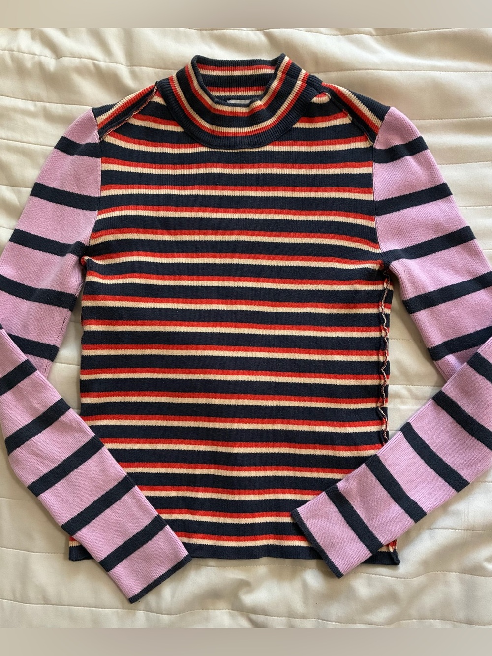 BDG Striped Colorblock Mock Neck Sweater Top M